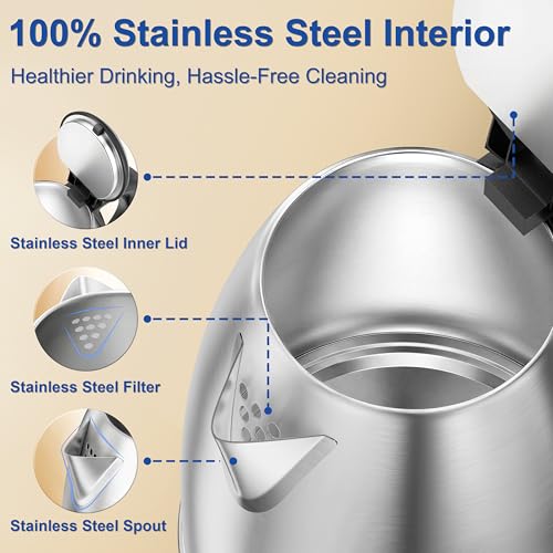 Image of TOPWIT 2.0L Stainless Steel Electric Kettle, Rapid Boiling Hot Water Kettle | BPA-Free, No Plastic Contact, Electric Tea Kettle with Auto Shut-off and Boil-dry Protection for Home & Office