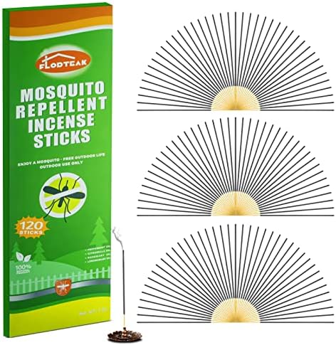 120 PCS Mosquito Repellent Outdoor Patio, Citronella Incense Sticks for Garden Fishing Camping Yard Lawn, Mosquito Incense Sticks Made with Natural Ingredients & DEET Free Safe for Humans and Pets