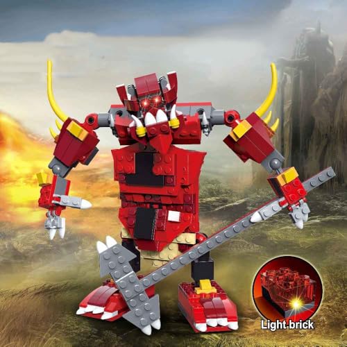 Image of Architect 3 in 1 Robots & Dragons Building Blocks Set 486+ Pcs Educational Construction Learning Brick Toy for Kids Multicolor