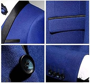 Men's Royal Blue Shawl Lapel 3PC Wedding Suits One Button Groom Tuxedos