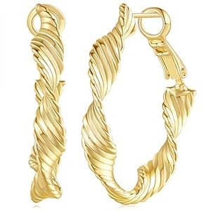 14K Gold Hoop Earrings Big Hoop Earrings Twisted Thick Gold Hoop Earrings Light Radiant Gold Jewelry Women’s Hoop Earrings 30mm