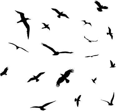 VWAQ Bird Stickers Wall Decals Sticker Decorative Nature Flying Black Birds Flock Wall Decor Nursery Mirror Peel and Stick Removable