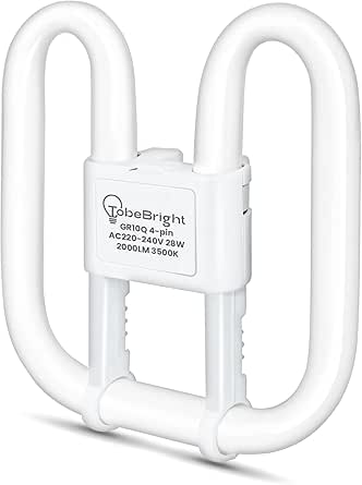 TobeBright GR10q Bathroom Light Bulb 4 Pin 28W 2D Square CFL Compact ...