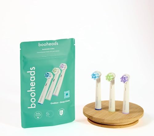 Oraboo - Cabezales de cepillo de dientes eléctricos biodegradables compatibles con cepillo de dientes eléctrico Oral-b, 3 cabezales por paquete,