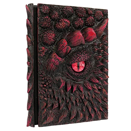 Mazeran Diario con copertina rigida in rilievo con drago 3D, fatto a mano in pietra lavica con occhio di drago, in polystone, formato A5, vuoto, per scrittura, schizzi, blocco note quotidiano,