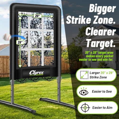 Image of 9 Hole Pitching Net with Strike Zone, Baseball Softball Pitching Target for Accuracy Training
