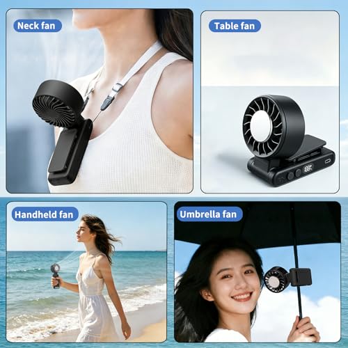 Curloni Portable Handheld Turbo Fan with Ice Cooling, 8m/s High Speed Turbo Fan, 4-in-1 Hand/Neck/Desk/Waist Fan with Clip for Umbrella, Stroller, Office, Beach, Outdoor, Summer/Travel Essentials - image 5