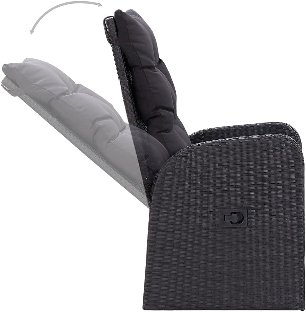 3 Piece Patio Dining Set with Cushions,Patio Decor,Conversation Furniture,Rattan Furniture,Casual Table Chairs,Perfect for Patio, Garden, Porch,Family Room,Sitting Area, Black