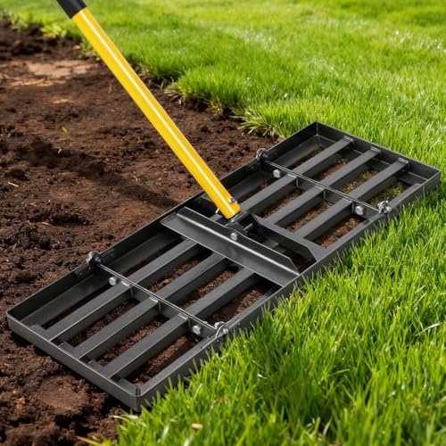 Joyhalo Lawn Leveling Rake, 30 Inch Yard Lawn Leveling for Soil with 78' Adjustable Steel Handle, Heavy Duty Effort Saving Landscape Lawn Leveler for Yard Garden Golf Course Soil Sand Dirt Grass