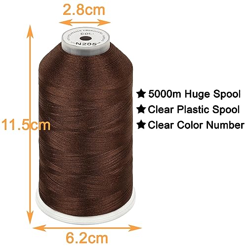 Image of New brothread - Single Huge Spool 5000M Each Polyester Embroidery Machine Thread 40WT for Commercial and Domestic Machines - Dark Brown (Janome Color)