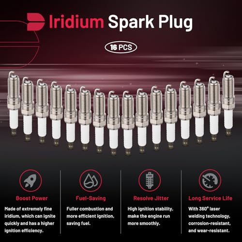 Image of BDFHYK 4114944849 Iridium Spark Plugs Compatible with Dodge 2003-2008 Ram 1500 5.7L 345Cu. In. V8 GAS OHV Naturally Aspirated, Set of 16