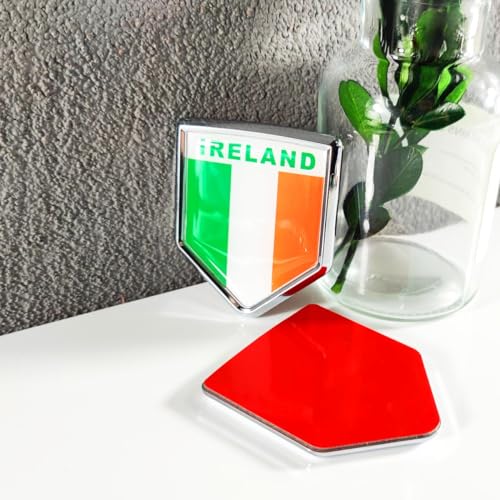 Image of Newperlite Ireland Flag Decal Sticker Car Emblem Irish Flag Car Decoration Accessories Chrome Shield for Truck Vehicles Cars, 2 Pack