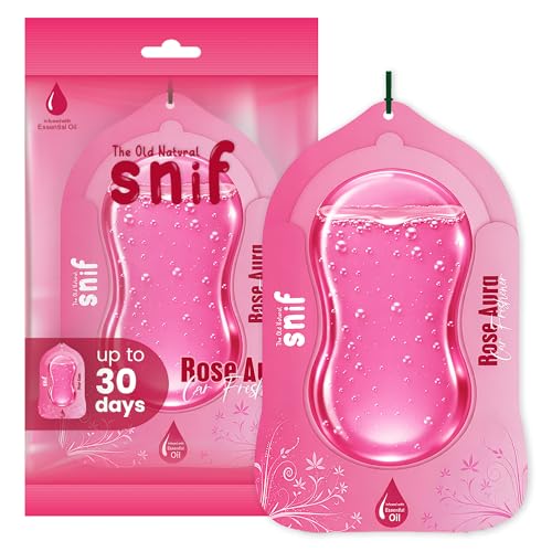 Image of Car Air Freshener Hanging - Snif Gel Car Perfume, Essential Oil Based Long Lasting Car Fragrance (30-45 Days), Odor Eliminator Auto Air Freshener for Car - Rose Aura