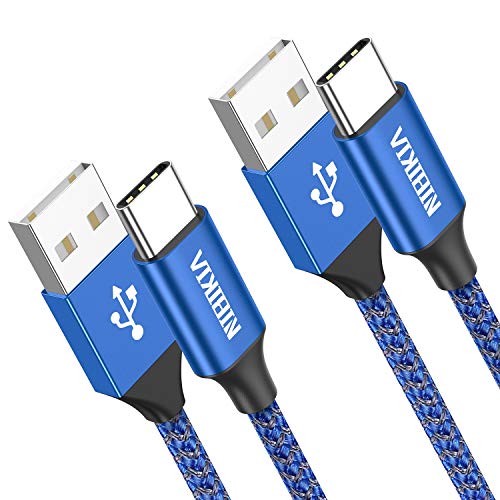 NIBIKIA Cable USB Tipo C, 2Pack [ 2M+2M ] 3A Cargador Tipo C Nylon Carga Rápida y Sincronización Cable USB C para Samsung S10/S9/S8/Note 10/Note 9, Huawei P30/P20/Mate 20, Sony Xperia