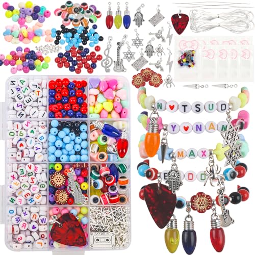 foci cozi Stranger Merch Beads for Bracelets Making Kit DIY Friendship Bead Bracelet Jewelry Making Kit Rubber Band Charm Bracelet Making Kit