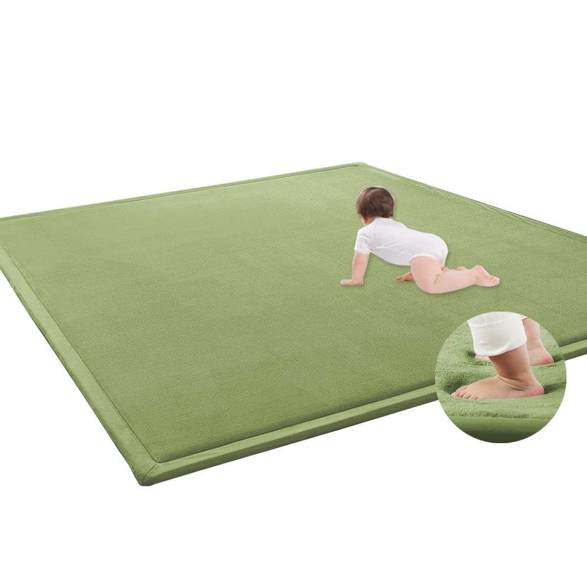 Tapis de jeu enfant vert clair 50x180 cm en velours éponge doux