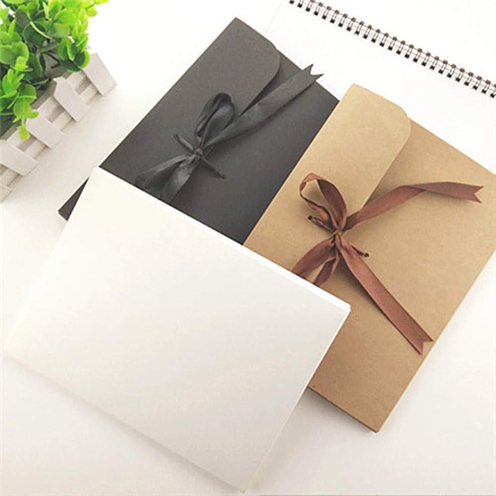 Vintage Compleanno Carta Buste Quadrate con Nastro 10 Pezzi per Biglietti di Auguri