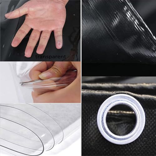 Bâche transparente en PVC noir 3,5x2,5m imperméable avec fermeture éclair - 3