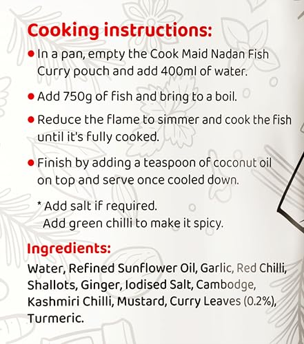 Image of COOKMAID Nadan Fish Curry - 300g | Ready To Cook Gravy | Just Add Fresh Fish | Kerala Fish Curry | Pure Vegetarian Base | Fish Masala Curry Paste | Instant & Easy to Make | No Food Additives Added | No Preservatives | Ready Fish Masala | Serves 5-6
