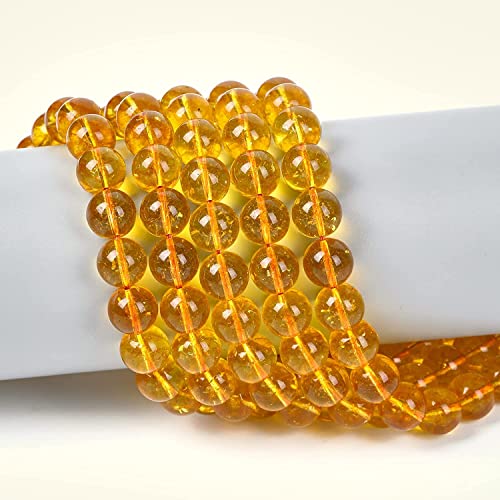 Image of 51pcs Natural Beads Round Citrine Gemstone Beads Loose Beads 8 MM || Feng Shui || Gemstone || Reiki || Healing || Sunehla || सुनहला रत्न