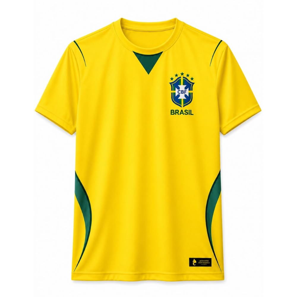 Brazil Yellow Football Jersey for Men | Polyester Sports T-Shirt | Breathable Quick Dry Soccer Jersey | Brazil Fan Jersey | Yellow Football T-Shirt | World Cup Fan Wear | Size L - 20-image-44