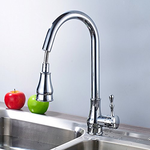 Robinet de cuisine pour la ferme et bar avec douchette amovible eau chaude froide design