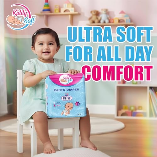 Image of KiddySoft Baby Diaper Pants with 5 Layer All Night Leakage Protection & Quick Absorbency (XL - 58, Pack of 3)