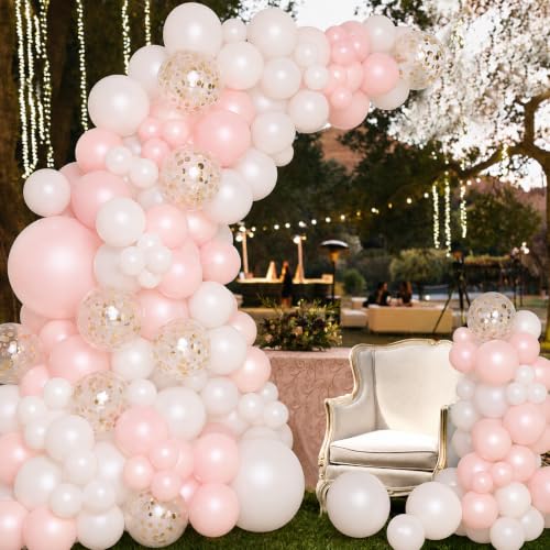 Image of Toys Treasure Happy Birthday Decoration Items, Light Pink White Gold