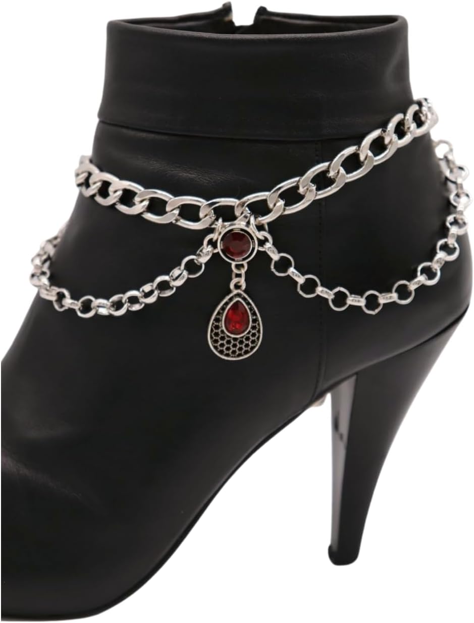 TrendyFashionJewelry Women Western Boot Chain Silver Metal Bracelet Shoe Anklet Drop Charm Accessory Add On z284