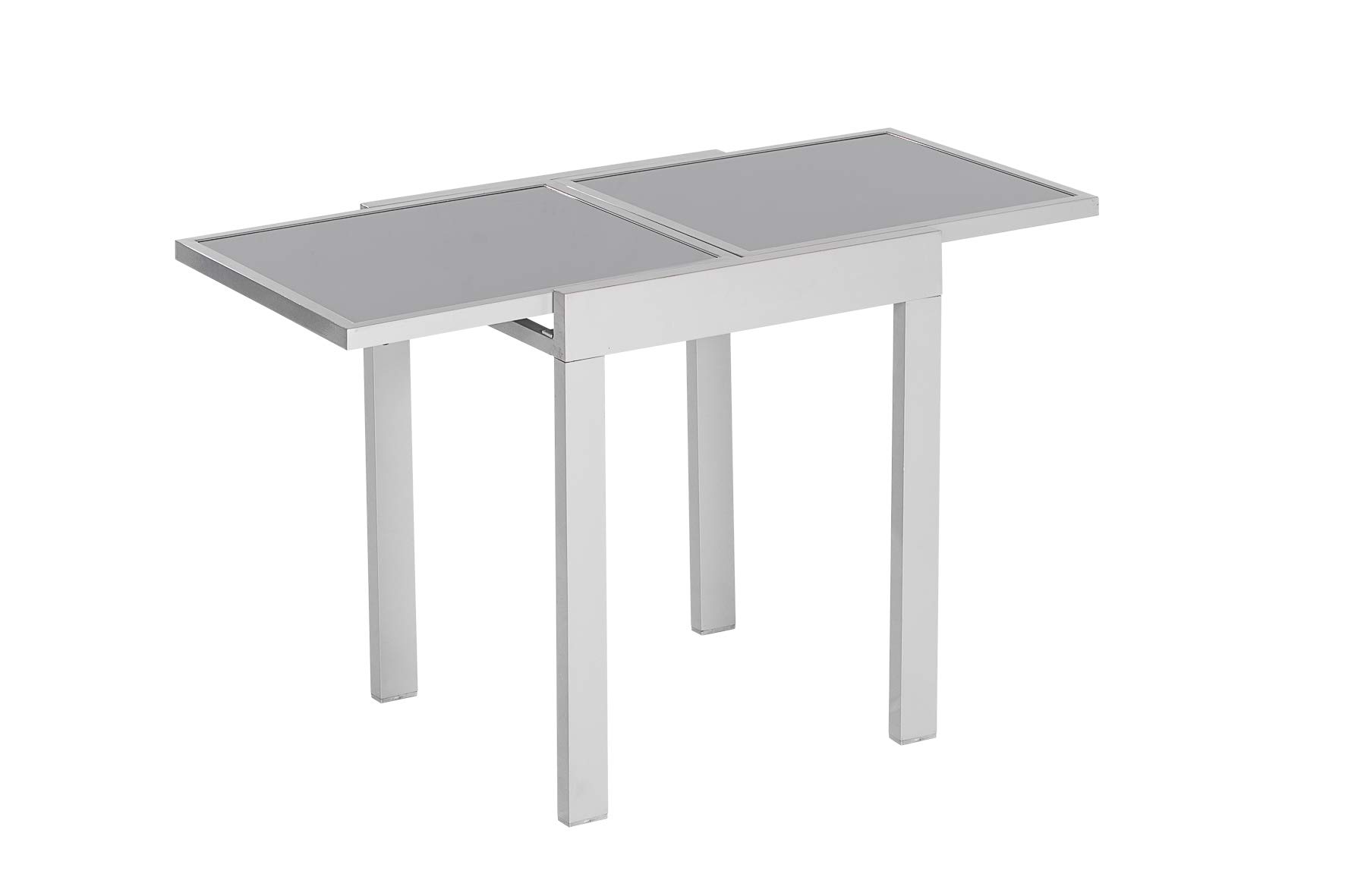 MERXX Balkontisch aus Aluminium und Glas, ca. 65/130x65x75 cm, ausziehbar
