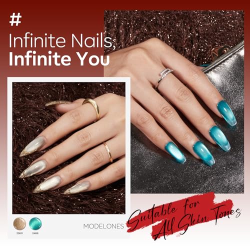 Image of modelones 32 PCS Gel Nail Polish Kit, 28 Colors Gel Polish with Blooming Gel, Base Coat, Glossy & Matte Top Coat Cat Eye Jelly Glitter Chameleon Soak Off LED Nail Art Kit Salon at Home