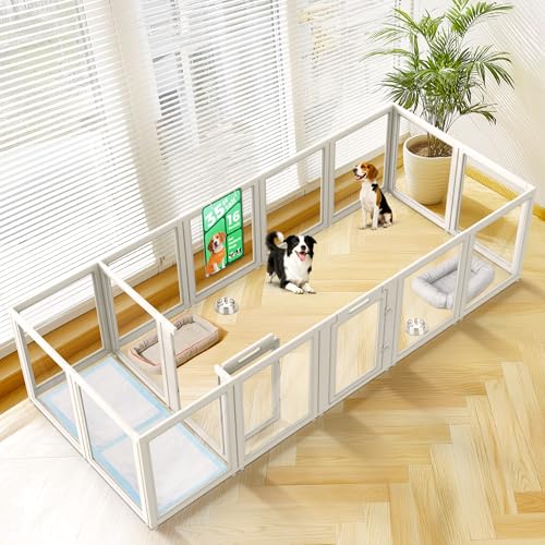 Image of FXW AuraSpace Acrylic Indoor Dog Playpen for Medium Dogs, 35 Inch, 16 Panels, White