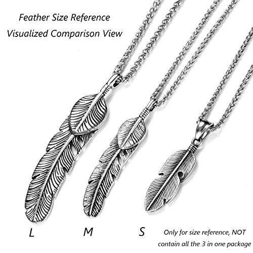 Moolee Mens Feather Pendant Necklace with Stainless Steel Link Chain4