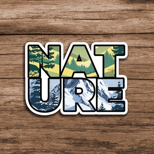 Image of Nature Sticker 5 Inch Waterproof Vinyl Mountain Forest Landscape Decal for Laptop Water Bottle Phone Notebook Outdoor Adventure Aesthetic Travel Gift