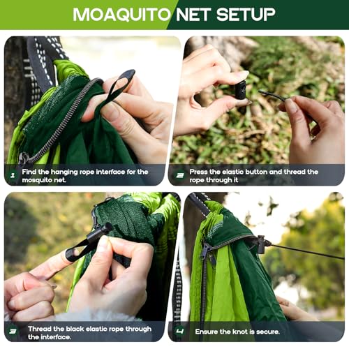 Image of Camping Hammock Mosquito Net,Double & Single Portable Hammocks Hammocks with 2 Tree Straps,Hammock Tent for Travel Camping,Camping Accessories for Indoor Outdoor Hiking Backpacking Backyard Beach