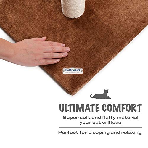 Rascador para Gatos Torre 24.5" Alto Base 16x16 Blanco Beige miniatura 3