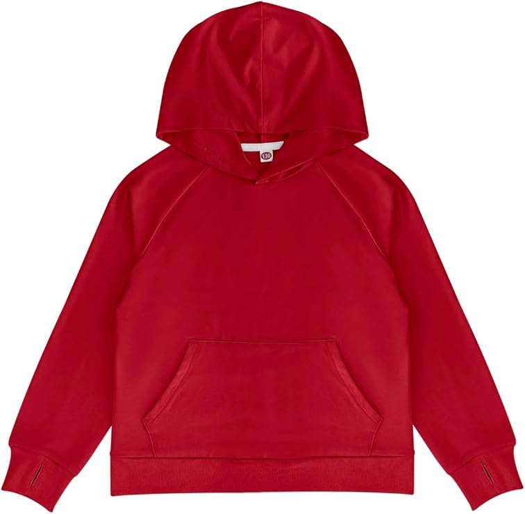 Yesfashion Girls Thin Hoodie Sweatshirt Fall Lightweight Pullover Christmas Top Tshirt with Thumb Hole for 5-14 Years