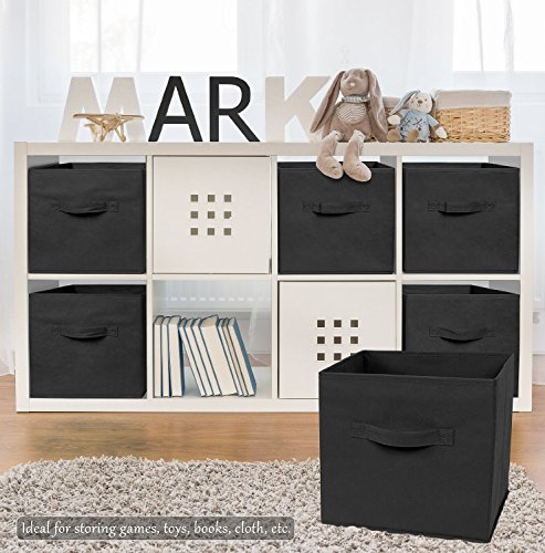 Greenco Foldable Storage Cubes Non-Woven Fabric -6 Pack-(Black) #TOP4