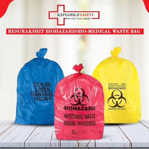 Image of Kausta Bio Hazard /Bio-Medical Waste Bag (21x24 Inch, Red-10, Blue-10, Yellow-10) Pack of 30 Bio‑Hazard /Biomedical Waste Bags Biohazard /Bio‑Medical Waste Bag leak-proof waste bags