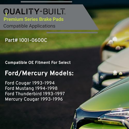 Image of QUALITY-BUILT Front Ceramic Brake Pads, Premium 1001-0600C, Compatible with 1993-1998 Ford /Mercury (Cougar,Mustang,Thunderbird)