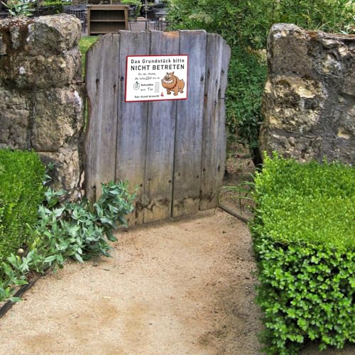 TRIOSK Hunde Schild Warnung Verbotsschild lustig mit Spruch Grundstück Nicht Betreten Verbot Warnschild Hinweis Hundeschild Sprüche Geschenk für Hundefreunde Blechschild 30x20 cm groß