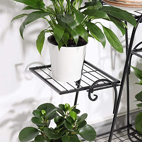 Image of Bee Creative Metal Attractive Multi Tired Plant Stand Indoor /Outdoor, Multipurpose Stand, Racks, Planter Stand (Black)