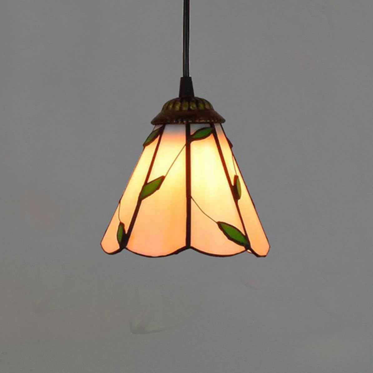 Paralume in Vetro Decorativo Beige per Lampada a Sospensione