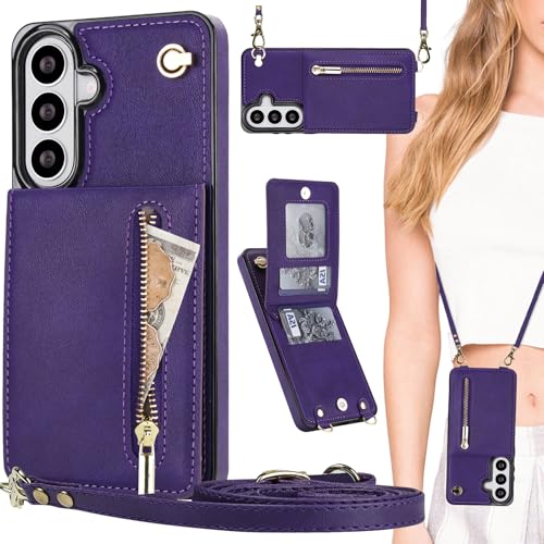 Fofvccv for Samsung Galaxy S26+ Plus Crossbody Wallet Case ZP Purple