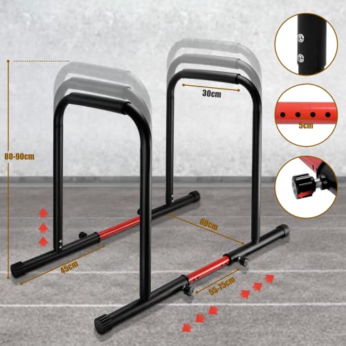 Surwit Dip Barren draagbare dip station fitness bar, workout pull-up dip stand, verstelbare lichaamspers bar stabilisator parallette push up voor thuistraining, met 2 verstelbare bar - Image 3