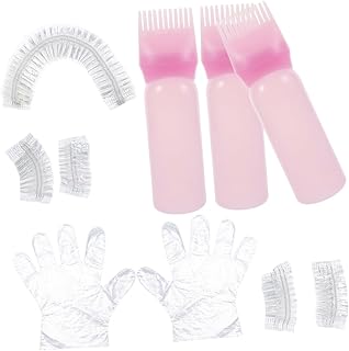 Hemobllo Kit De Teñido De Cabello Portátil Con Accesorios Completos y Botella Aplicadora Flexible Para Uso Doméstico y Salón Incluye Gorro De Baño Guantes y Protectores Auditivos Color Rosa