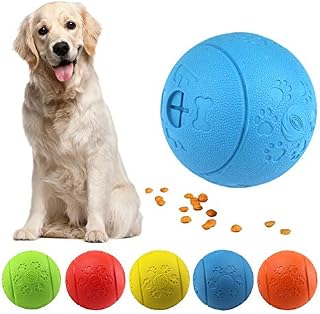 MEKEET Dog Toy Dog Treat Toy Ball,Dog Puppy Treat Dispensing Toy Rubber Toy Ball for Pet Dog Puppy Exercise Game Puzzle Ball IQ Training ball.(Blue)