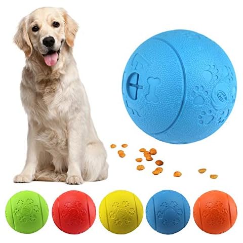 MEKEET Dog Toy Dog Treat Toy Ball,Dog Puppy Treat Dispensing Toy Rubber Toy Ball for Pet Dog Puppy Exercise Game Puzzle Ball IQ Training ball.(Blue) Cover