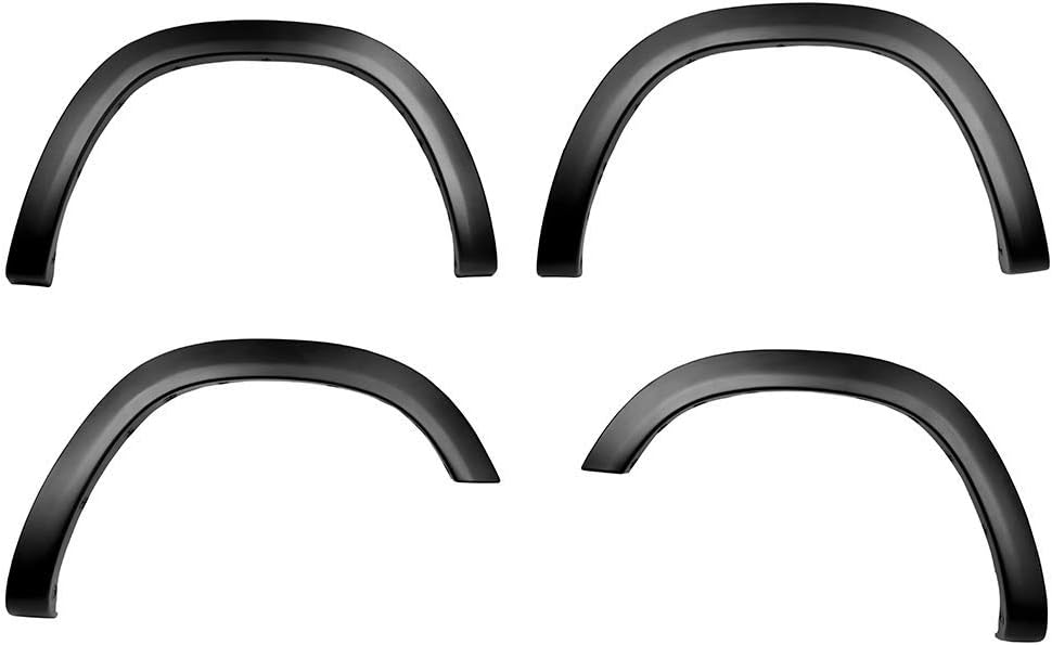 IKON MOTORSPORTS, Fender Flares Compatible With 2019-2024 Dodge Ram 1500, Factory V2 Style 4PC Textured Black PP Truck Wheel Cover Protector