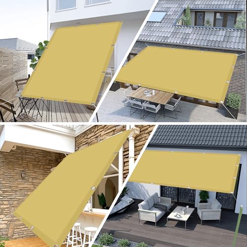 Voile d'ombrage imperméable jaune sable 1.5 x 5 m avec oeillets de fixation - 3